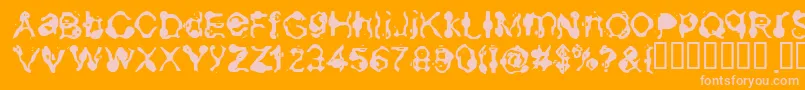 Aneurysm-Schriftart – Rosa Schriften auf orangefarbenem Hintergrund