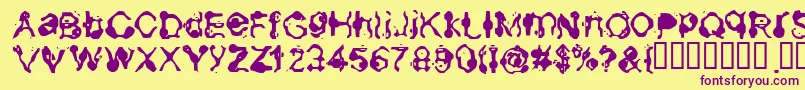 Aneurysm-fontti – violetit fontit keltaisella taustalla