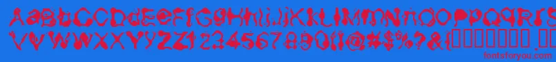 Aneurysm Font – Red Fonts on Blue Background