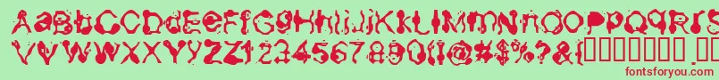 Aneurysm-Schriftart – Rote Schriften auf grünem Hintergrund