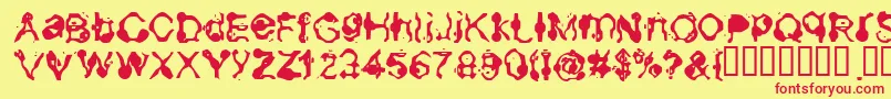 Шрифт Aneurysm – красные шрифты на жёлтом фоне