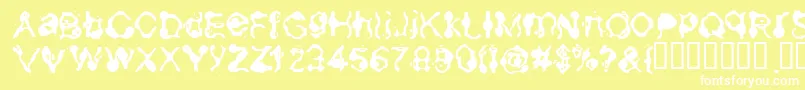 Aneurysm-Schriftart – Weiße Schriften auf gelbem Hintergrund