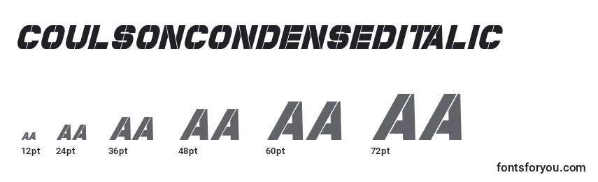Размеры шрифта CoulsonCondensedItalic