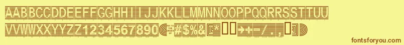 Secure18a-fontti – ruskeat fontit keltaisella taustalla