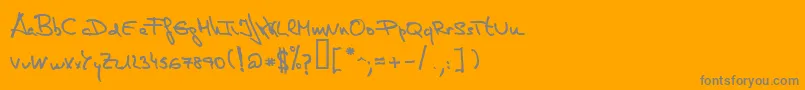 DeManu1Medium-Schriftart – Graue Schriften auf orangefarbenem Hintergrund