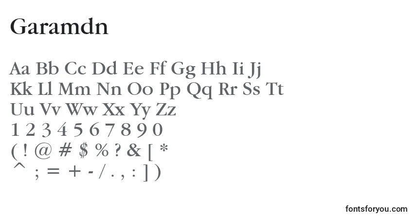 Garamdn-fontti – aakkoset, numerot, erikoismerkit