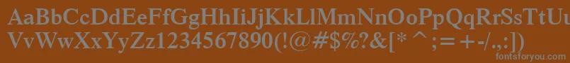 Dutch801SemiBoldBt-fontti – harmaat kirjasimet ruskealla taustalla