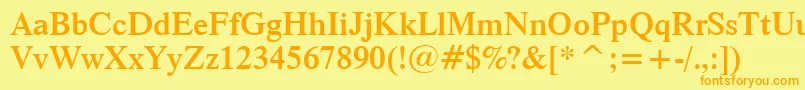 フォントDutch801SemiBoldBt – オレンジの文字が黄色の背景にあります。
