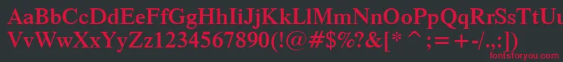 フォントDutch801SemiBoldBt – 黒い背景に赤い文字