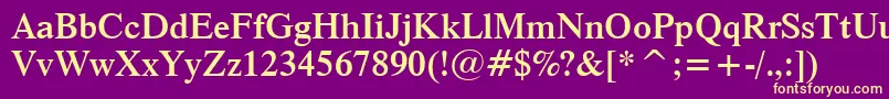 Dutch801SemiBoldBt-fontti – keltaiset fontit violetilla taustalla