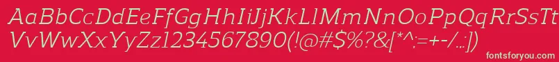 ReganslabItalic Font – Green Fonts on Red Background