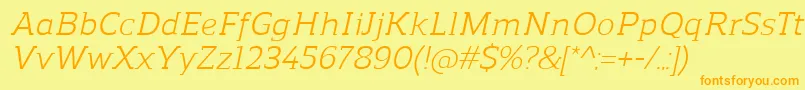 ReganslabItalic Font – Orange Fonts on Yellow Background