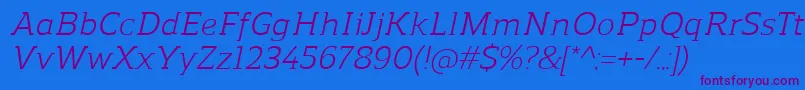 ReganslabItalic Font – Purple Fonts on Blue Background