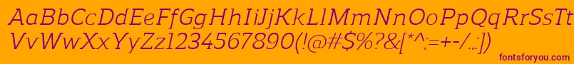 ReganslabItalic Font – Purple Fonts on Orange Background