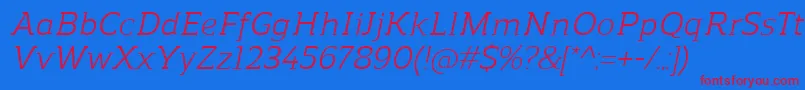 ReganslabItalic Font – Red Fonts on Blue Background