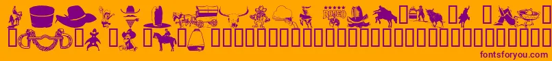 Wmwestern1-Schriftart – Violette Schriften auf orangefarbenem Hintergrund