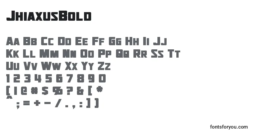 Czcionka JhiaxusBold – alfabet, cyfry, specjalne znaki
