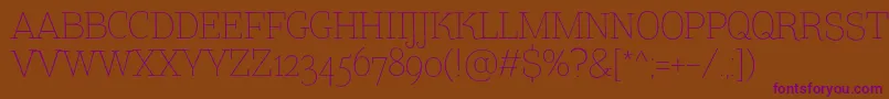 TtCoatsLightDemo Font – Purple Fonts on Brown Background