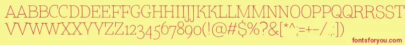 TtCoatsLightDemo Font – Red Fonts on Yellow Background