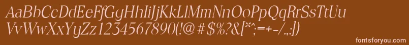 フォントToledoserialLightItalic – 茶色の背景にピンクのフォント