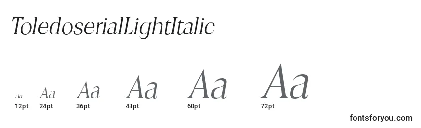 Размеры шрифта ToledoserialLightItalic