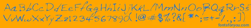 Lehn209-Schriftart – Blaue Schriften auf orangefarbenem Hintergrund