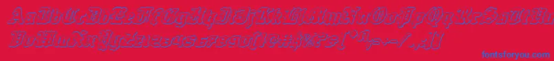 QuestKnight3DItalic-Schriftart – Blaue Schriften auf rotem Hintergrund