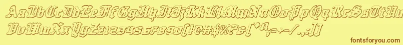 QuestKnight3DItalic Font – Brown Fonts on Yellow Background