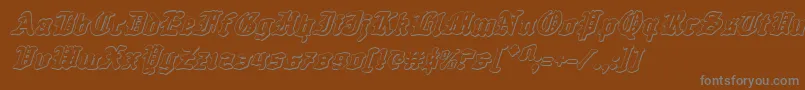 QuestKnight3DItalic-fontti – harmaat kirjasimet ruskealla taustalla