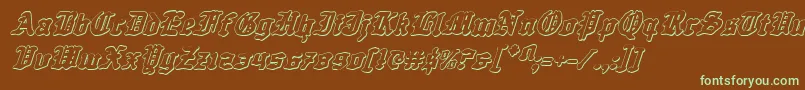 QuestKnight3DItalic Font – Green Fonts on Brown Background
