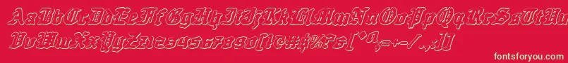 Fonte QuestKnight3DItalic – fontes verdes em um fundo vermelho