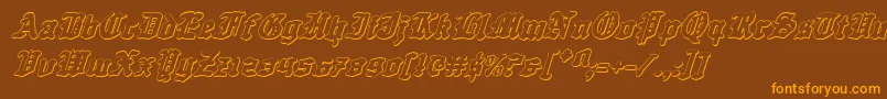 QuestKnight3DItalic Font – Orange Fonts on Brown Background
