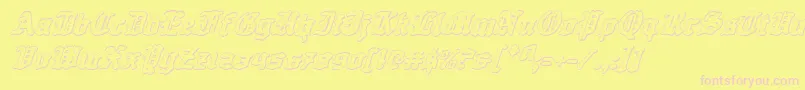 QuestKnight3DItalic Font – Pink Fonts on Yellow Background