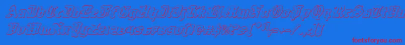 QuestKnight3DItalic Font – Red Fonts on Blue Background