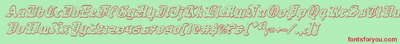 QuestKnight3DItalic Font – Red Fonts on Green Background