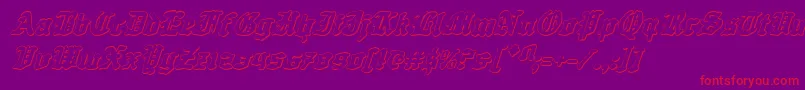 QuestKnight3DItalic Font – Red Fonts on Purple Background