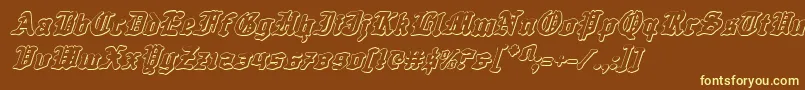 QuestKnight3DItalic Font – Yellow Fonts on Brown Background