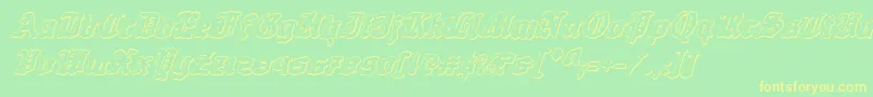 QuestKnight3DItalic Font – Yellow Fonts on Green Background