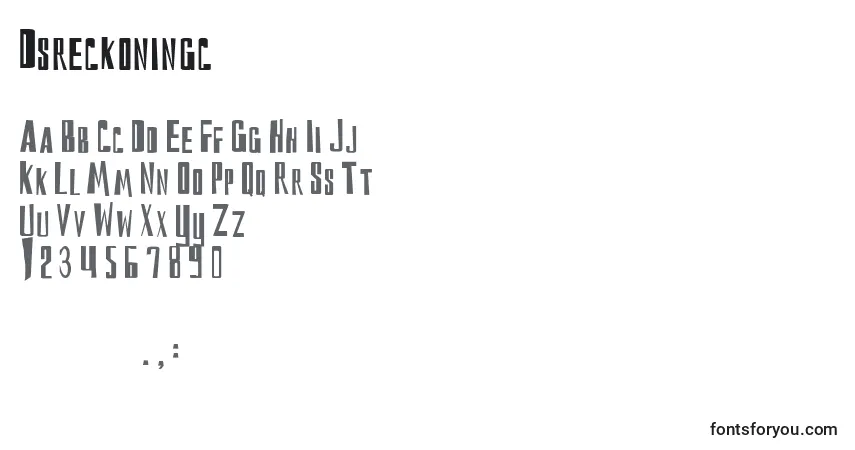 Schriftart Dsreckoningc – Alphabet, Zahlen, spezielle Symbole