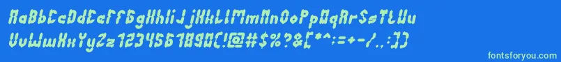 AntiqueRetroItalic-Schriftart – Grüne Schriften auf blauem Hintergrund