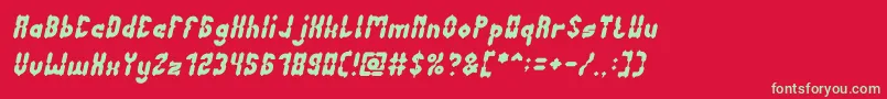 フォントAntiqueRetroItalic – 赤い背景に緑の文字