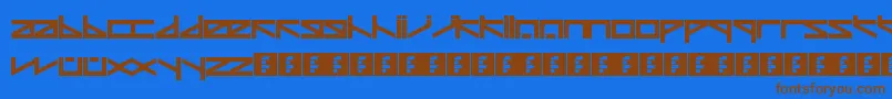 フォントZeta – 茶色の文字が青い背景にあります。