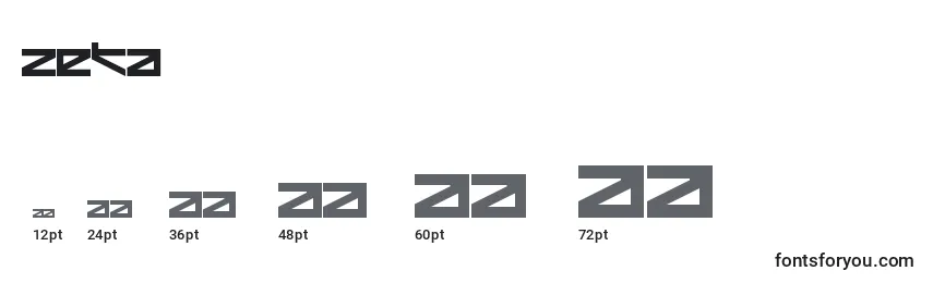 Размеры шрифта Zeta