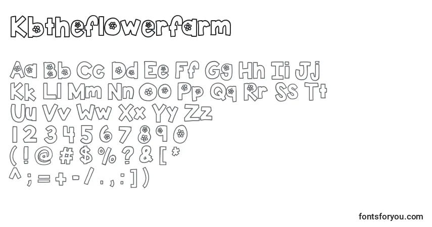Czcionka Kbtheflowerfarm – alfabet, cyfry, specjalne znaki