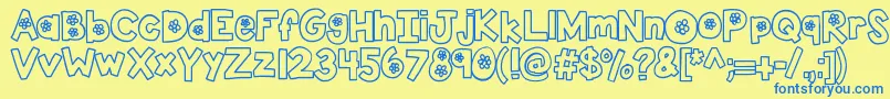 Kbtheflowerfarm Font – Blue Fonts on Yellow Background