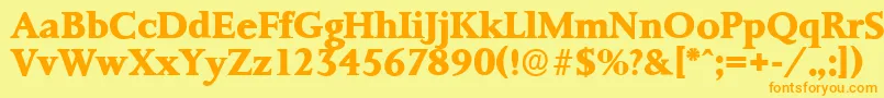 フォントPalermoserialXboldRegular – オレンジの文字が黄色の背景にあります。