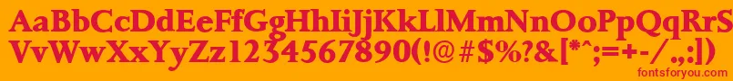 PalermoserialXboldRegular Font – Red Fonts on Orange Background