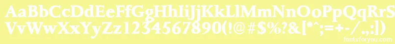 PalermoserialXboldRegular-fontti – valkoiset fontit keltaisella taustalla