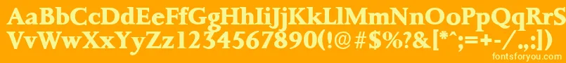 PalermoserialXboldRegular-fontti – keltaiset fontit oranssilla taustalla