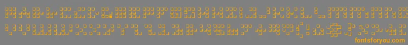 フォントIconian3D – オレンジの文字は灰色の背景にあります。